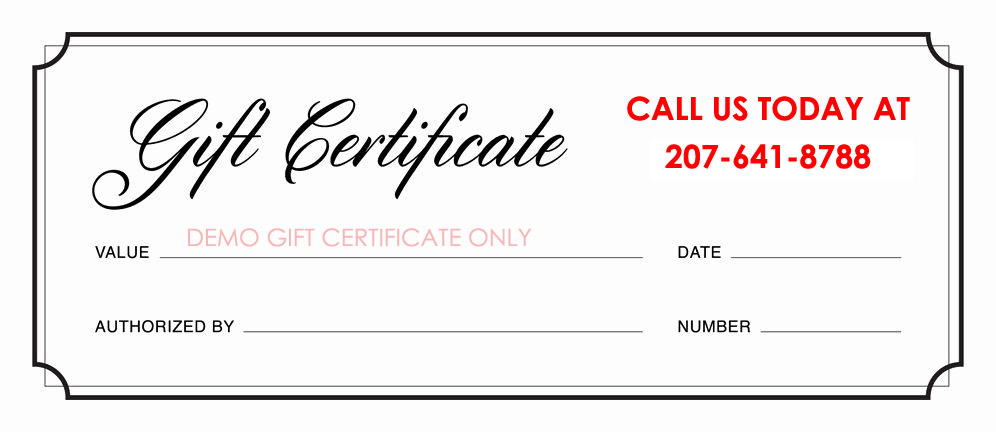 Demo Gift Certificate Only - Does NOT resemble an actual Gift Certificate that we offer.